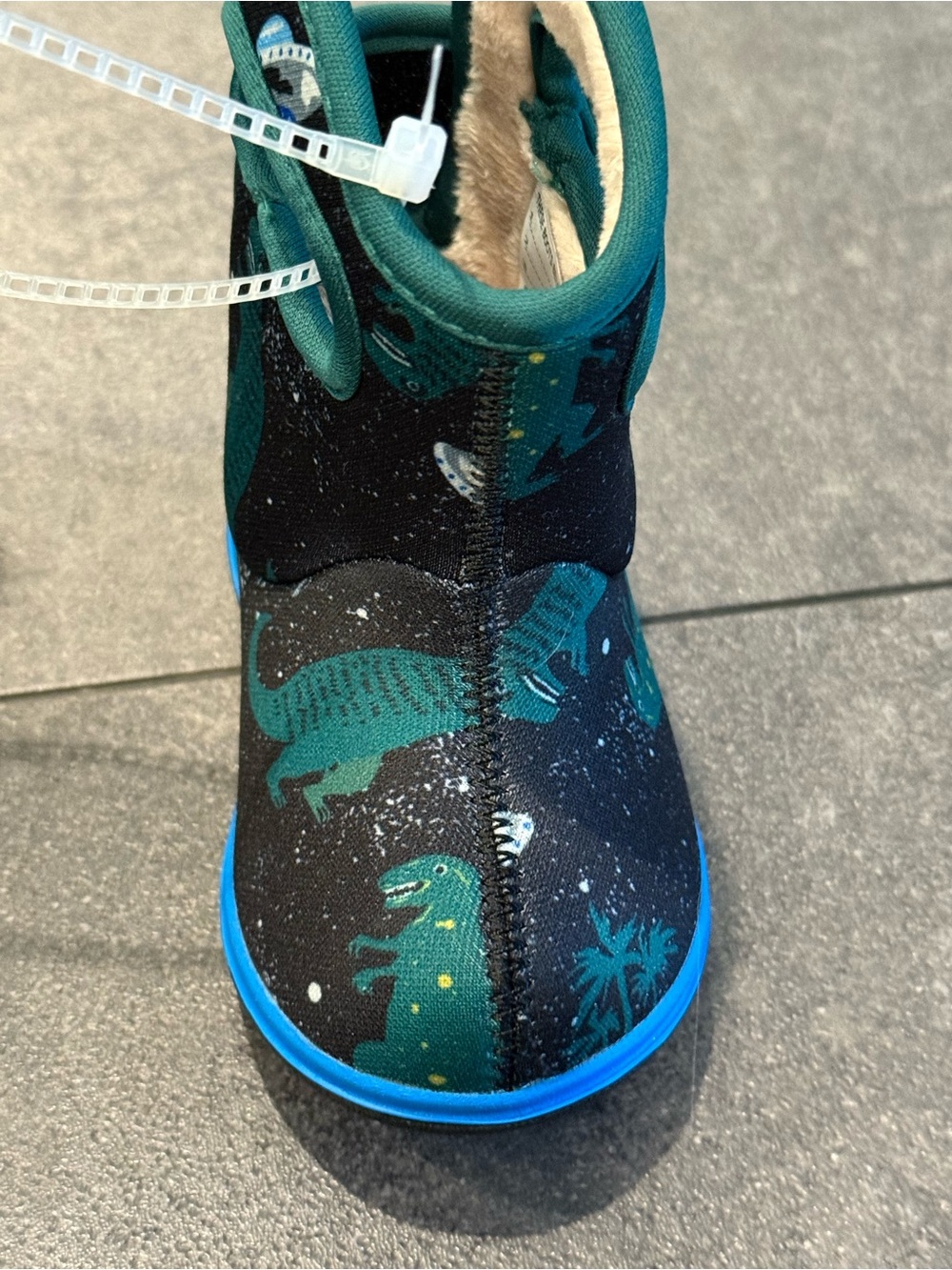 Bogs Kids' Dark Teal Dino Print Winter Boots - Picture 6 of 6